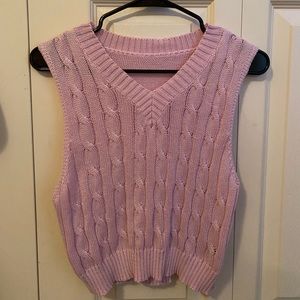 Pink Sleeveless Sweater Vest